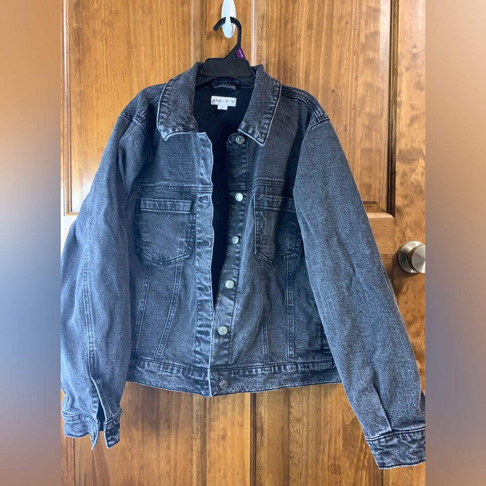 Women’s AVA & VIV plus size black Jean jacket button up jacket 1X